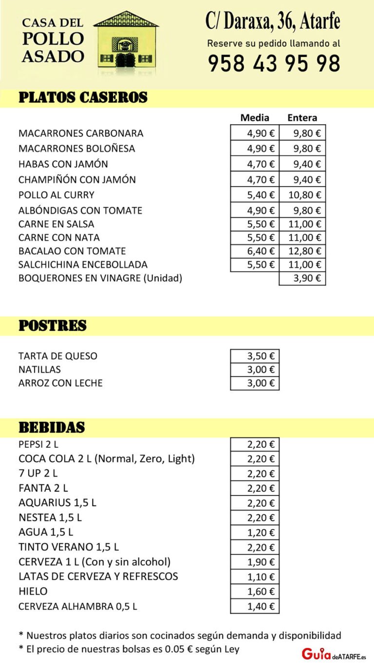 Carta precios 2